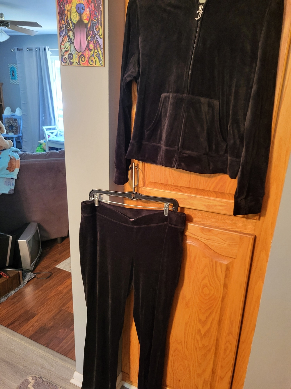 Juicy Couture Black Velour Zip Jacket & Pants Set